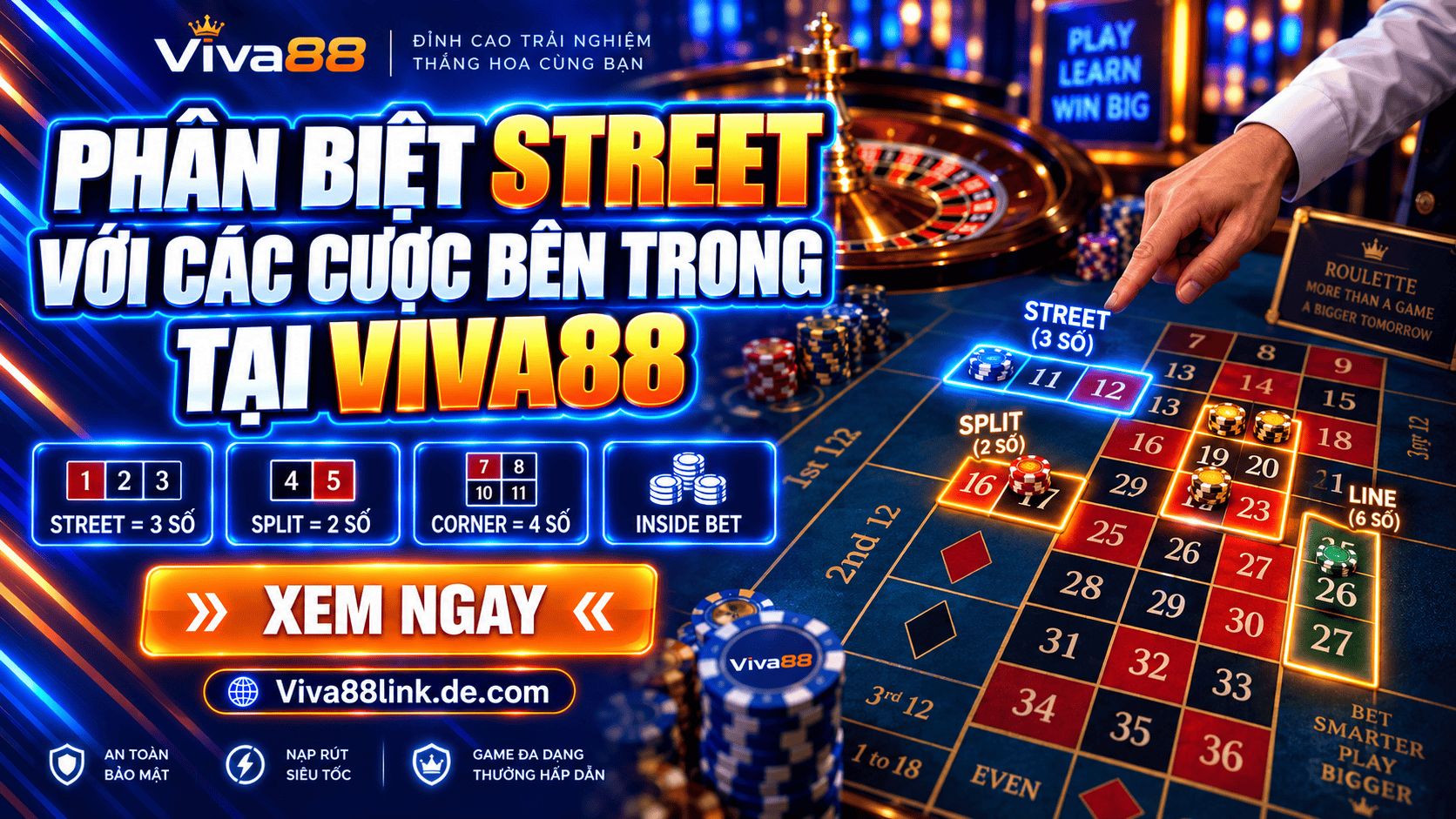 Phân biệt Street với các cược bên trong tại Viva88 Phân biệt Street với các cược bên trong tại Viva88